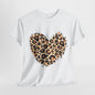 Leopard Love: Heart Print Unisex Cotton Tee"Wild Heart Leopard Print Graphic T-Shirt"Fierce Love Leopard Heart Design Tee.