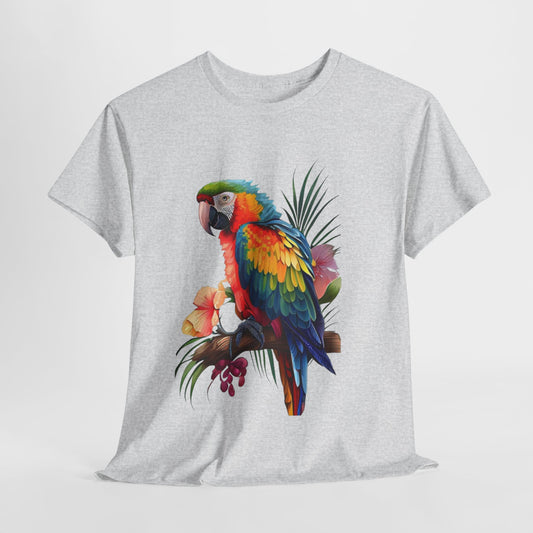 Tropical Parrot: Vibrant Unisex Cotton Tee"Rainbow Parrot Exotic Bird Graphic T-Shirt"Colorful Parrot Tropical Art Unisex Tee"