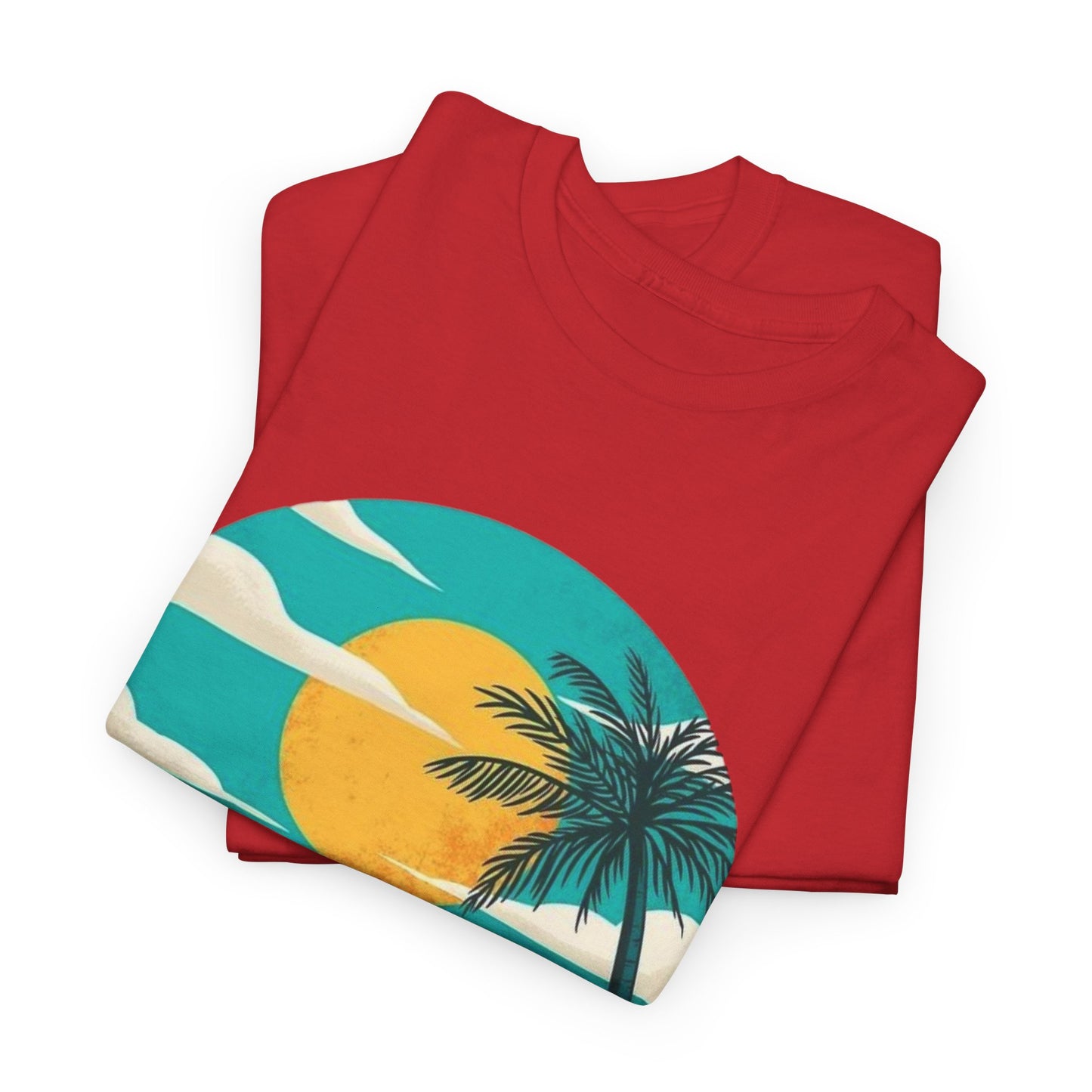 Retro Beach Scooter Tee -Vibrant Sunset Graphic,Tropical Beach Vibes T-Shirt -Sunset and Palm Trees Design,Vintage Beach Scooter Shirt