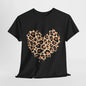 Leopard Love: Heart Print Unisex Cotton Tee"Wild Heart Leopard Print Graphic T-Shirt"Fierce Love Leopard Heart Design Tee.