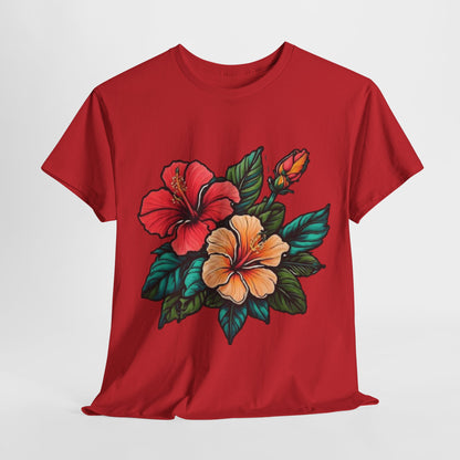 Tropical Paradise, Hibiscus Flower Tee, Blooming Beauty Watercolor Hibiscus T-Shirt, Island Vibes, Hibiscus Flower Graphic Tee