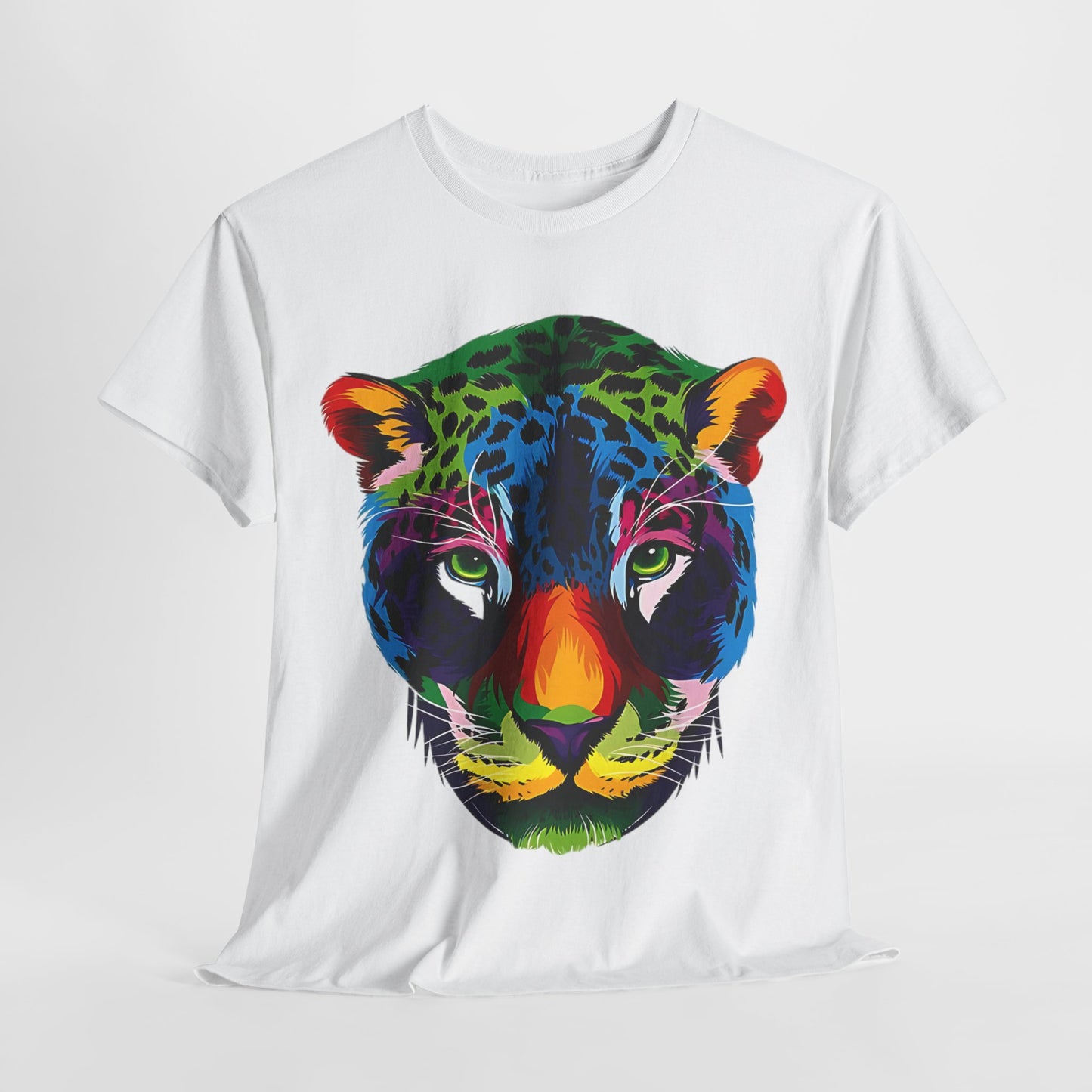 Vibrant Lion: Unisex Graphic Cotton Tee, Rainbow Roar Colorful Lion Cotton T-Shirt,Electric Jungle Colorful Lion Cotton Tee.