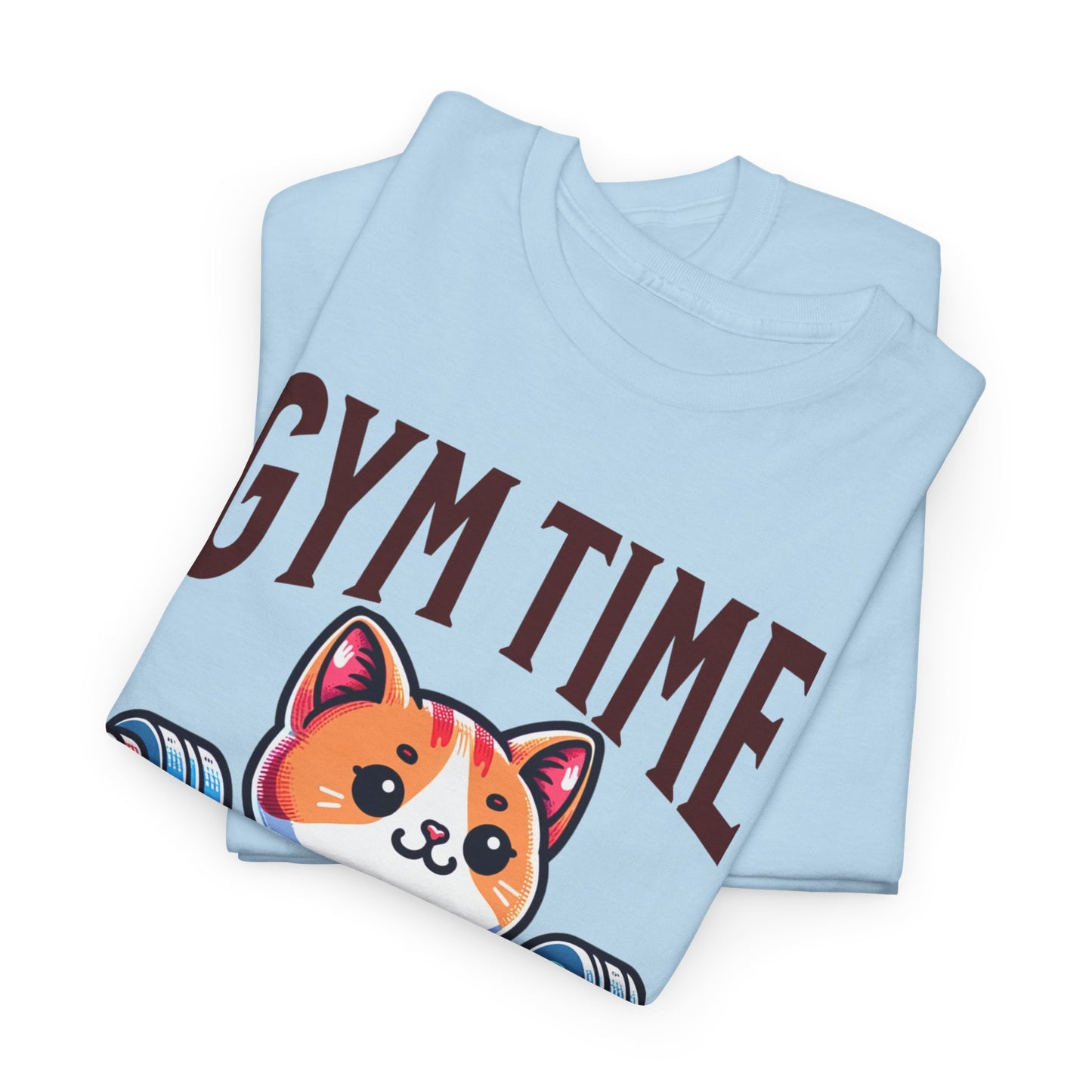 Gym Cat T-Shirt -Cute Workout Motivation Tee, Kawaii Gym Time T-Shirt - Adorable Fitness Cat Design, Workout Kitty Tee - Fun Gym Motivation.