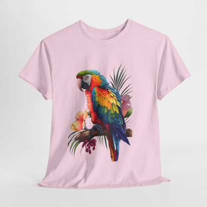 Tropical Parrot: Vibrant Unisex Cotton Tee"Rainbow Parrot Exotic Bird Graphic T-Shirt"Colorful Parrot Tropical Art Unisex Tee"