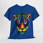 Vibrant Lion: Unisex Graphic Cotton Tee, Rainbow Roar Colorful Lion Cotton T-Shirt,Electric Jungle Colorful Lion Cotton Tee.