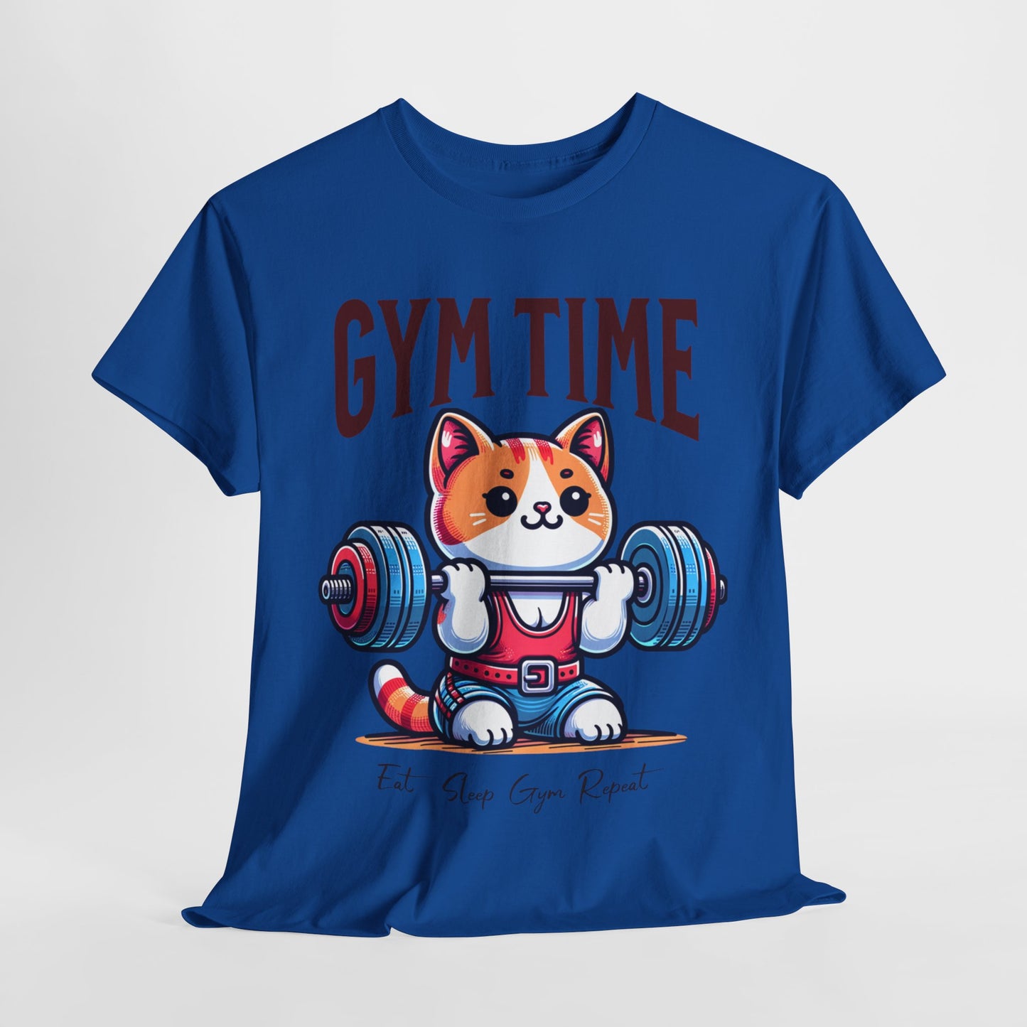 Gym Cat T-Shirt -Cute Workout Motivation Tee, Kawaii Gym Time T-Shirt - Adorable Fitness Cat Design, Workout Kitty Tee - Fun Gym Motivation.