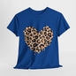 Leopard Love: Heart Print Unisex Cotton Tee"Wild Heart Leopard Print Graphic T-Shirt"Fierce Love Leopard Heart Design Tee.