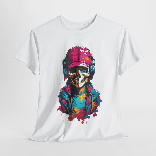 Skull T-Shirt, Music Lover Spooky Cool Shirt, Spooky T-Shirt, Retro T-Shirt, Vintage Tee, Headphone Shirt, Halloween Party Tee