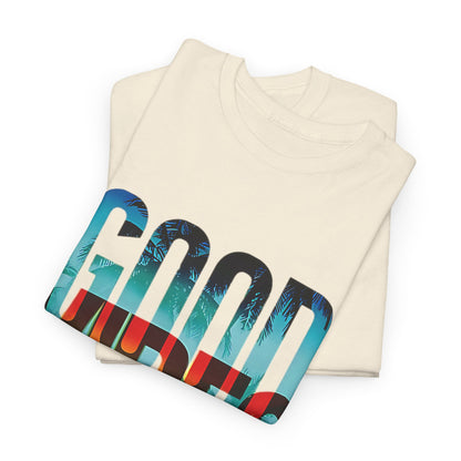 Retro Good Vibes T-Shirt -Tropical Sunset Graphic, Good Vibes Sunset Tee -Tropical Graphic T-Shirt, - Summer Beachwear.