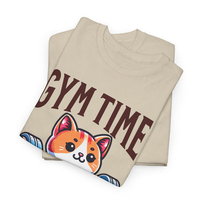 Gym Cat T-Shirt -Cute Workout Motivation Tee, Kawaii Gym Time T-Shirt - Adorable Fitness Cat Design, Workout Kitty Tee - Fun Gym Motivation.