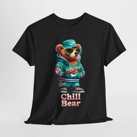 Hip Hop Hustle Bear T-Shirt, Cool Bear in Streetwear Graphic Tee, Urban Hustler Bear Swag T-Shirt, Stylish Bear with Attitude Tee.