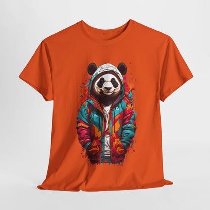 Cool Panda in Colorful Jacket T-Shirt, Trendy Panda Urban Style T-Shirt, Street wear Panda in Vibrant Hoodie Tee.