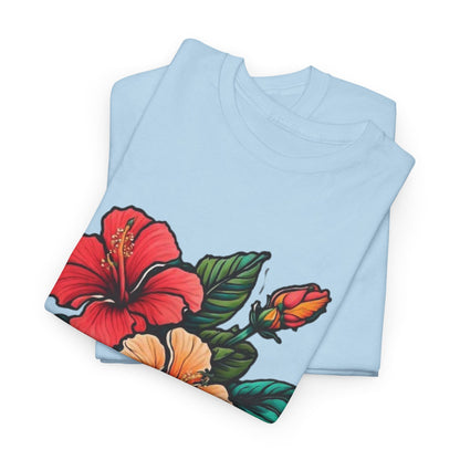 Tropical Paradise, Hibiscus Flower Tee, Blooming Beauty Watercolor Hibiscus T-Shirt, Island Vibes, Hibiscus Flower Graphic Tee