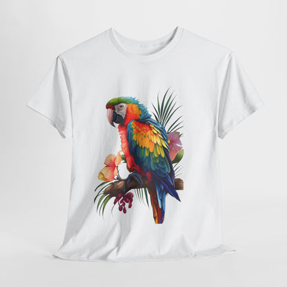 Tropical Parrot: Vibrant Unisex Cotton Tee"Rainbow Parrot Exotic Bird Graphic T-Shirt"Colorful Parrot Tropical Art Unisex Tee"