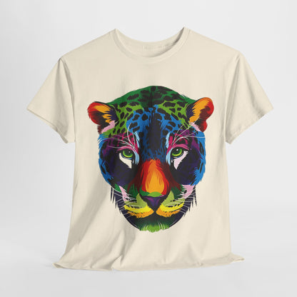 Vibrant Lion: Unisex Graphic Cotton Tee, Rainbow Roar Colorful Lion Cotton T-Shirt,Electric Jungle Colorful Lion Cotton Tee.