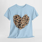 Leopard Love: Heart Print Unisex Cotton Tee"Wild Heart Leopard Print Graphic T-Shirt"Fierce Love Leopard Heart Design Tee.