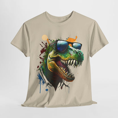 Jurassic Cool Dino Graphic Shirt, Cool T-Rex Sunglasses Graphic Tee, Hipster Dinosaur Art T-Shirt, Trendy T-Rex in Shades Tee.