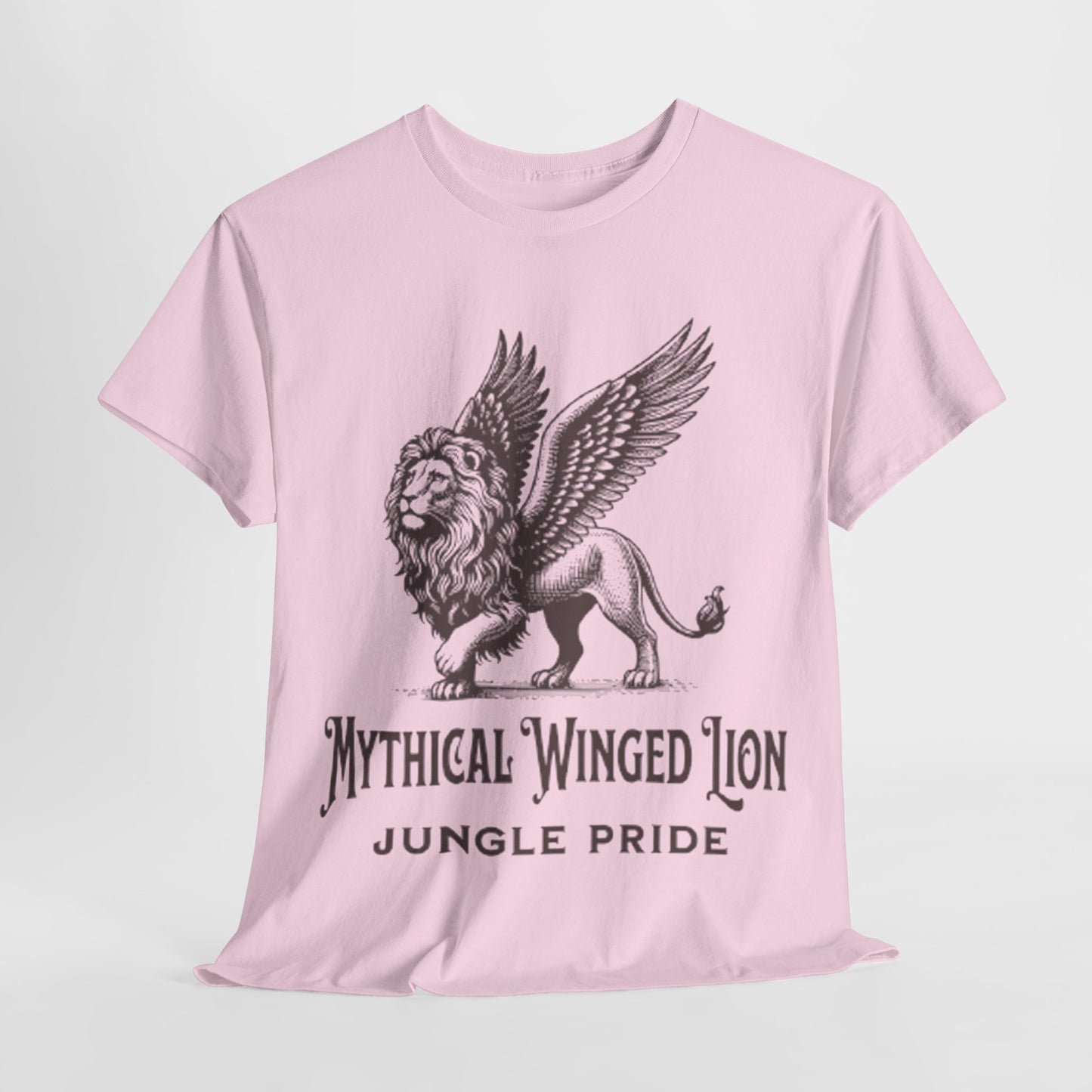 Mythical Winged Lion Tee, Majestic Griffin Art T-Shirt, Fantasy Creature Lion Tee, Winged Beast Graphic Shirt