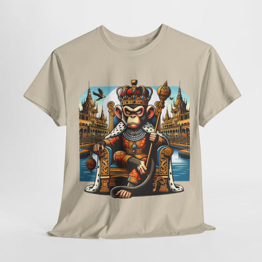 Royal Monkey King Graphic T-Shirt, Majestic Monkey Throne Tee, King of the Jungle Monkey T-Shirt