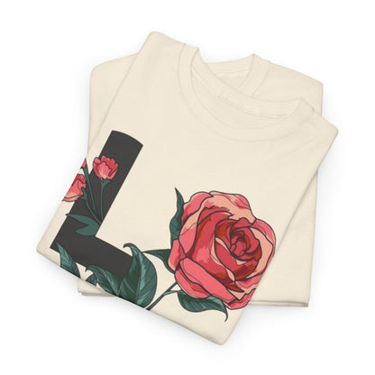 Blooming Love: Rose Graphic T-Shirt, Wear Your Heart on Your Sleeve Rose and Love Tee, Classic Romance Rose and Love T-Shirt