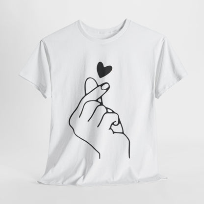 Hand Heart Love T-Shirt,Sending Love: Hand Heart Gesture Tee,Love Sign Language Tee .