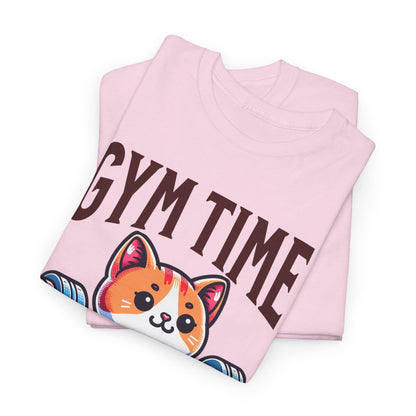 Gym Cat T-Shirt -Cute Workout Motivation Tee, Kawaii Gym Time T-Shirt - Adorable Fitness Cat Design, Workout Kitty Tee - Fun Gym Motivation.