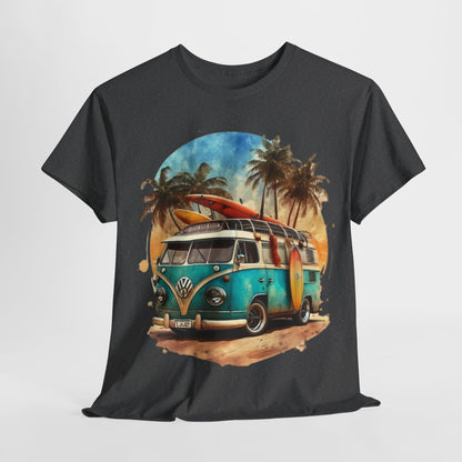 California Dreamin: Vintage Surf Bus Tee,Surf's Up! White Bus and Surfboards Tee,Cruisin' for Waves, Surf Bus Adventure Tee