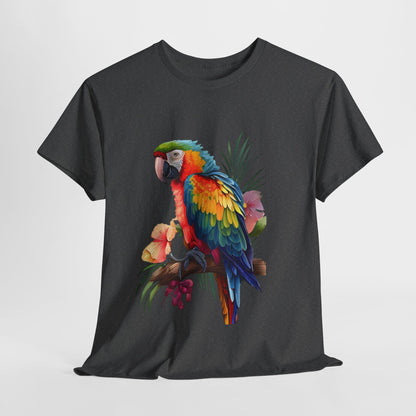 Tropical Parrot: Vibrant Unisex Cotton Tee"Rainbow Parrot Exotic Bird Graphic T-Shirt"Colorful Parrot Tropical Art Unisex Tee"