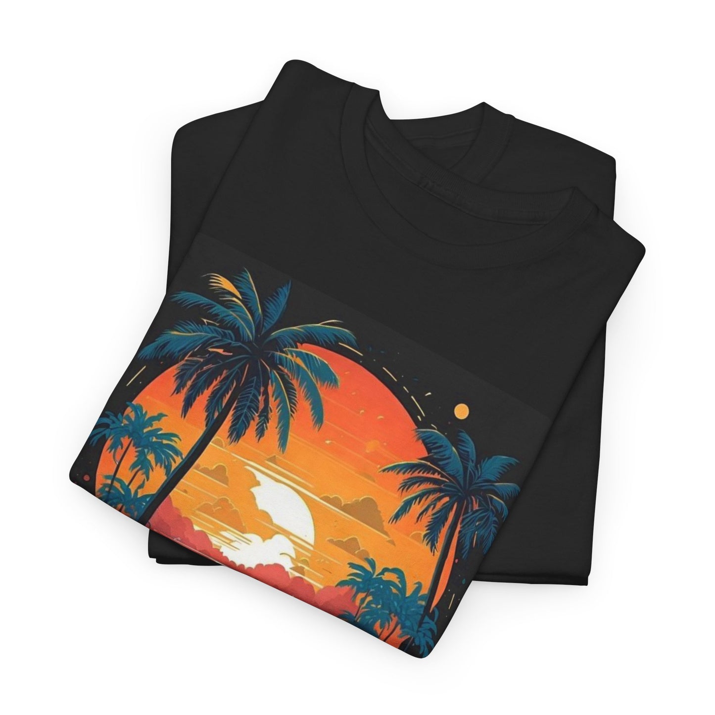 Tropical Sunset Elephant Tee, Vibrant Safari Elephant T-Shirt, Sunset Jungle Elephant Shirt, Exotic Elephant Landscape Tee.