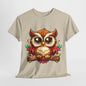 Cute Cartoon Owl T-Shirt, Adorable Owl Branch Tee, Colorful Big-Eyed Owl Shirt, Whimsical Owl Design Tee.