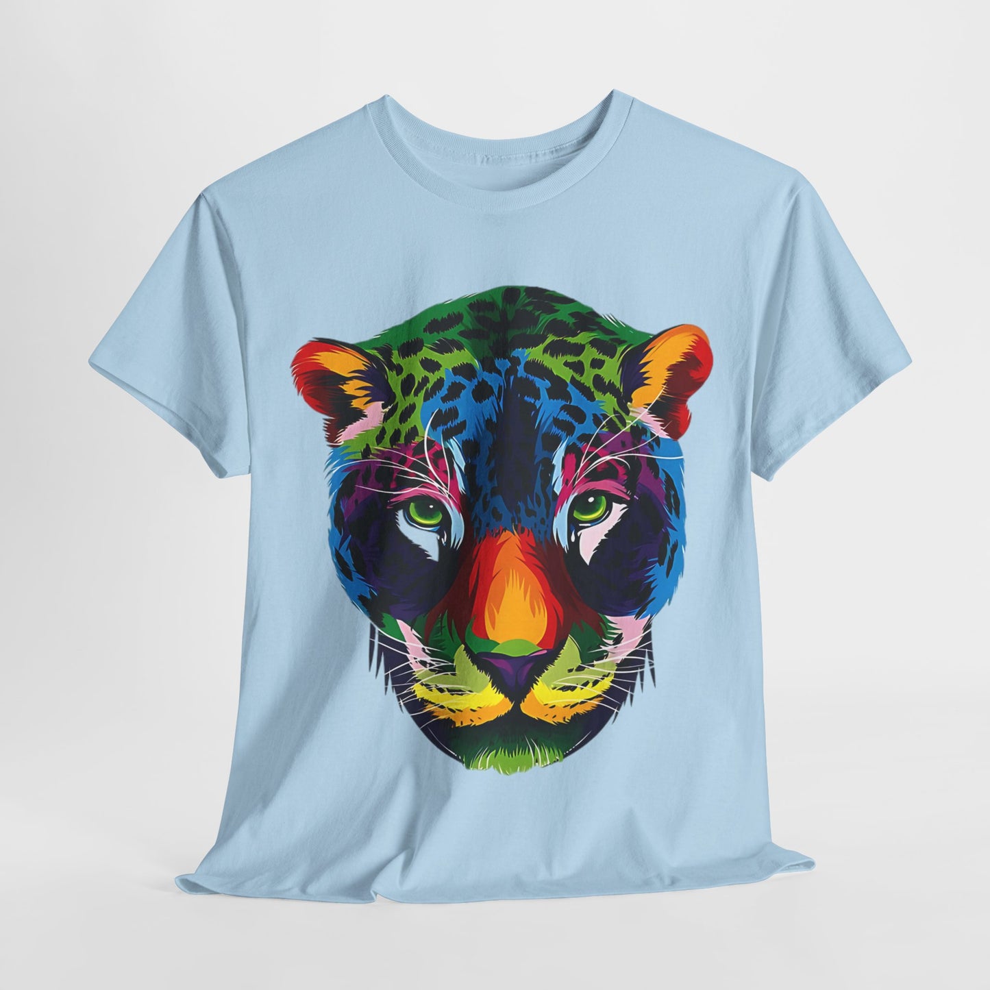 Vibrant Lion: Unisex Graphic Cotton Tee, Rainbow Roar Colorful Lion Cotton T-Shirt,Electric Jungle Colorful Lion Cotton Tee.