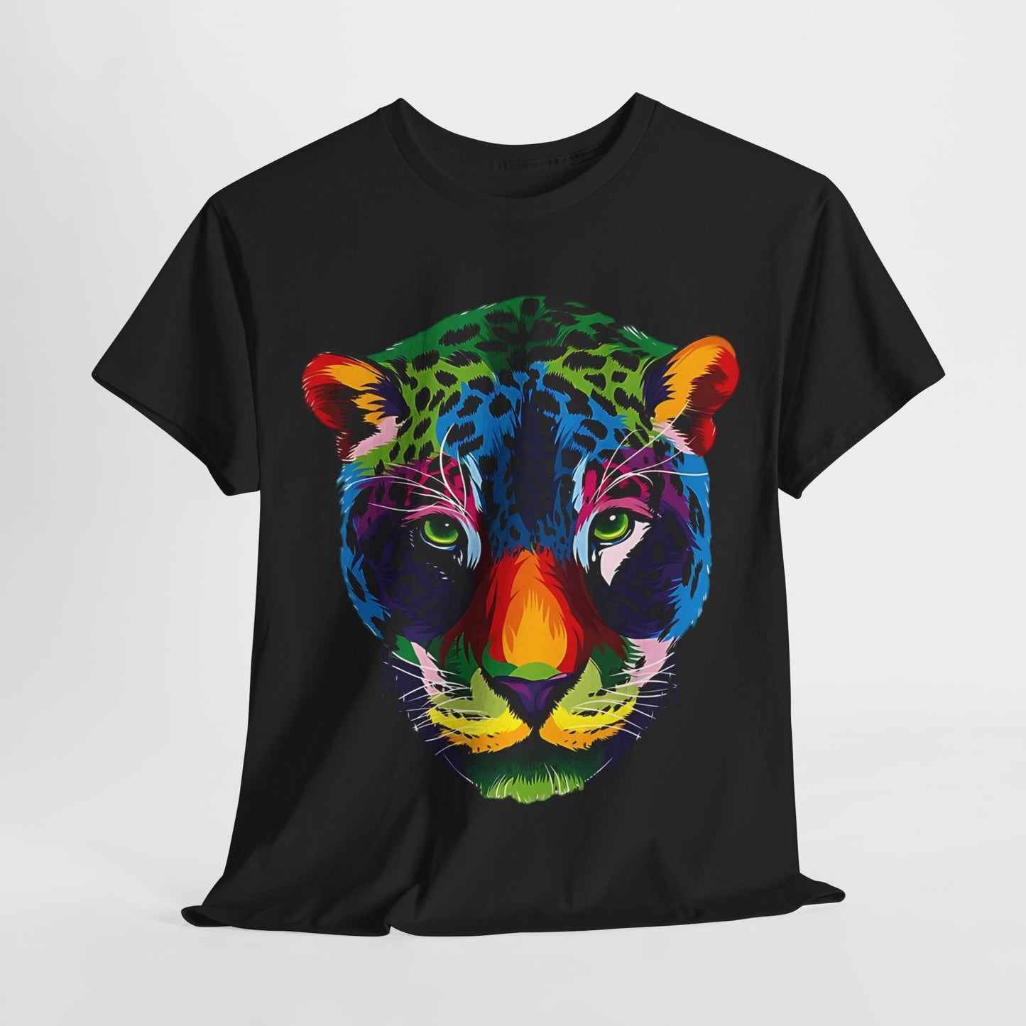 Vibrant Lion: Unisex Graphic Cotton Tee, Rainbow Roar Colorful Lion Cotton T-Shirt,Electric Jungle Colorful Lion Cotton Tee.