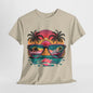 Sunglasses Reflection Beach Tee, Tropical Shades Paradise T-Shirt, Sunset Reflections Graphic Tee, Beach View Sunglasses Shirt.