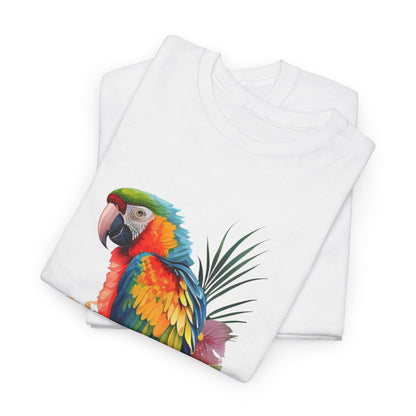 Tropical Parrot: Vibrant Unisex Cotton Tee"Rainbow Parrot Exotic Bird Graphic T-Shirt"Colorful Parrot Tropical Art Unisex Tee"