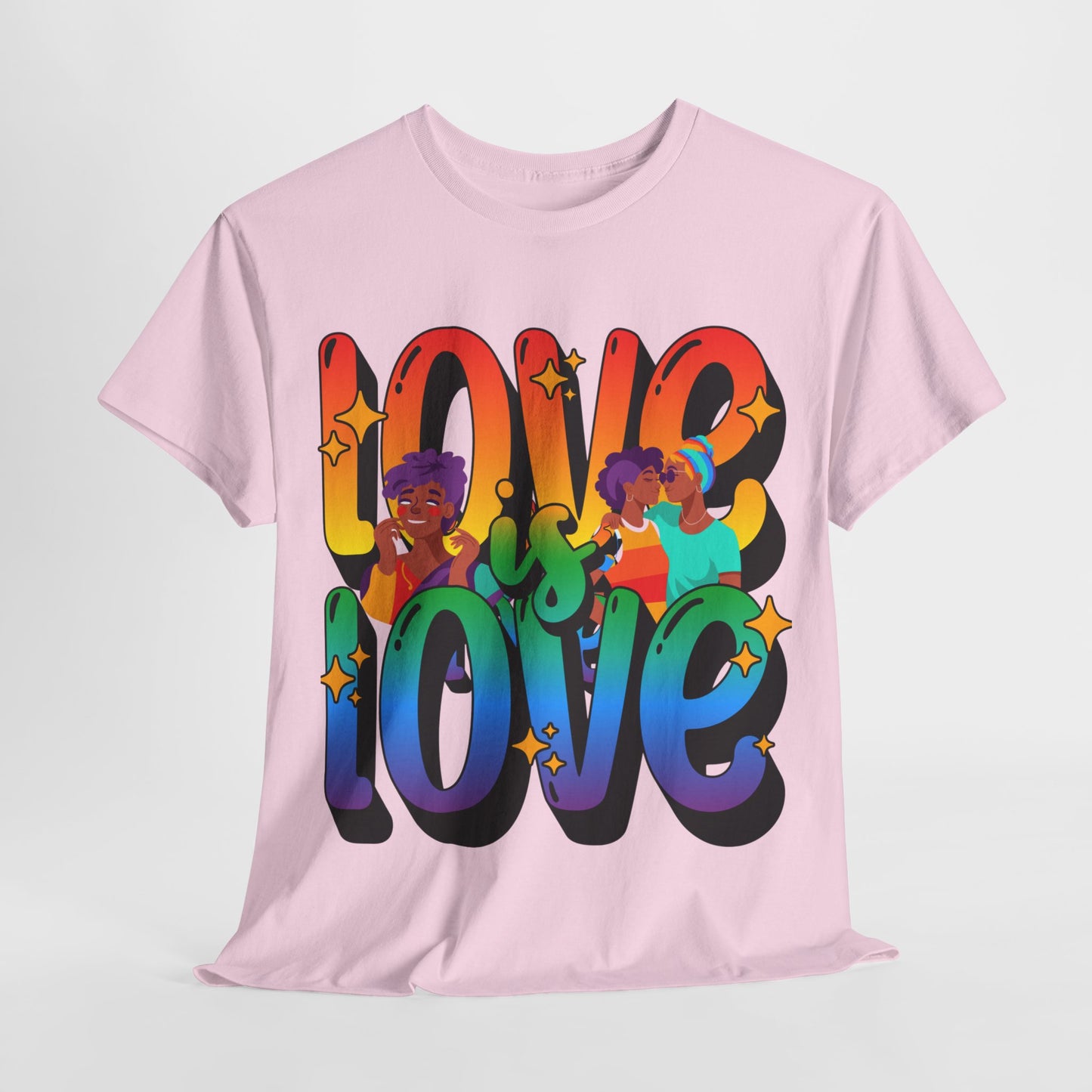 Double the Love: Rainbow Love T-Shirt, Spreading Love Rainbow Love Tee, Love is Love Rainbow Text Tee