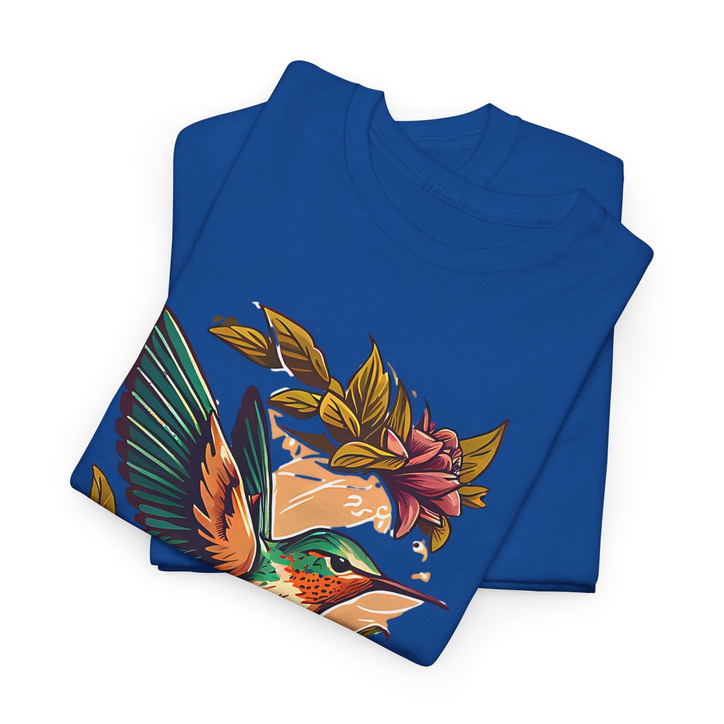 Colorful Hummingbird Blossom Tee, Vivid Hummingbird Floral T-Shirt, Nature's Jewel Hummingbird Shirt, Elegant Hummingbird Garden Tee.