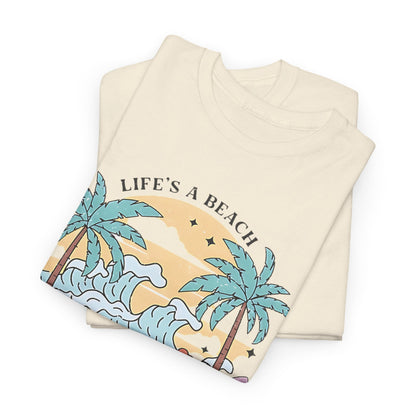 Graphic Surf T-Shirt - Life's a Beach, Enjoy the Waves, Beach Vibes Graphic Tee  Enjoy the Waves, Retro Surf Style T-Shirt - Life's a Beach.