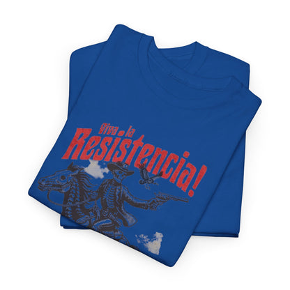 Viva la Resistencia T-Shirt - Revolutionary Rider Design, Resistencia Rebel Graphic Tee - Viva la Resistencia, Revolutionary Spirit T-Shirt.