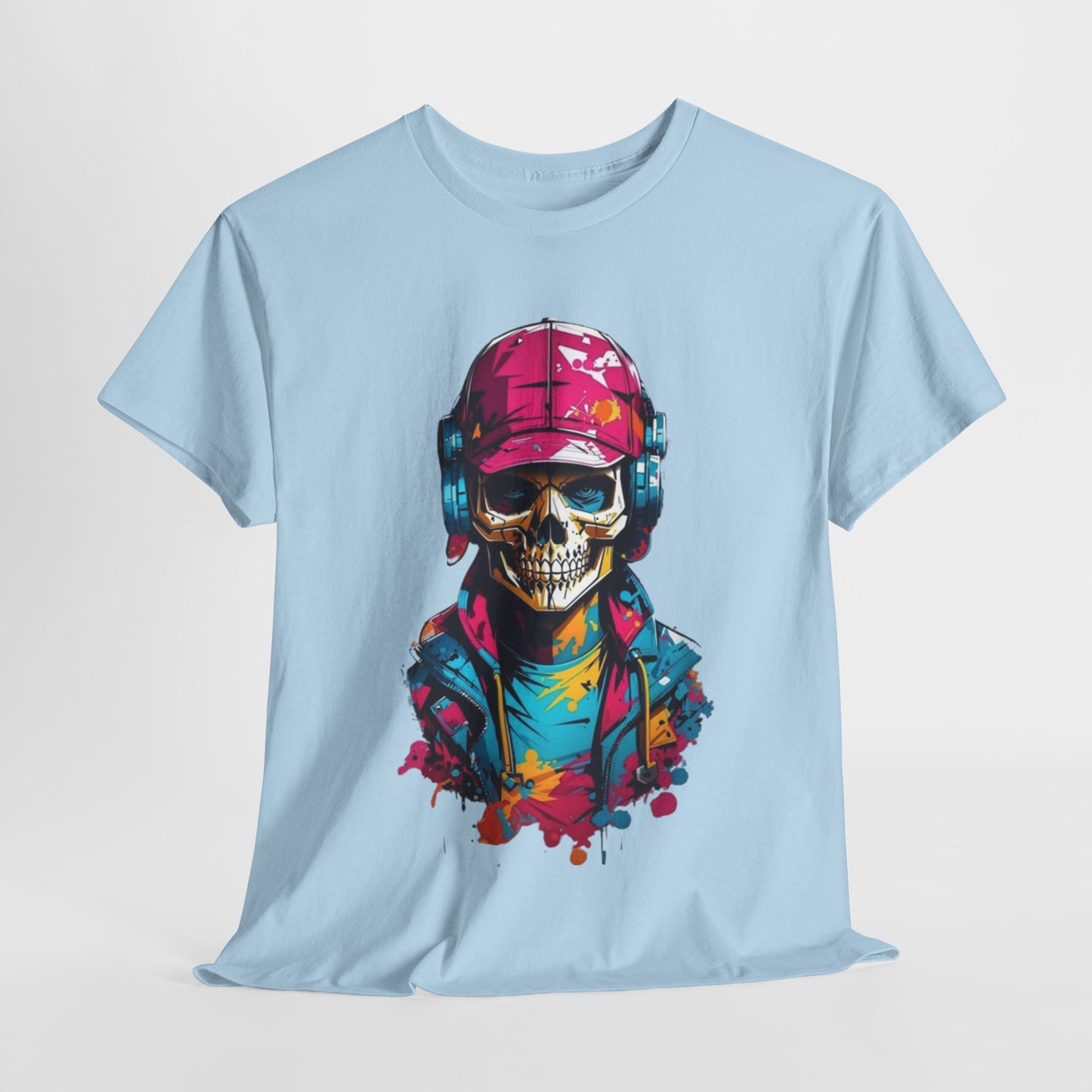 Skull T-Shirt, Music Lover Spooky Cool Shirt, Spooky T-Shirt, Retro T-Shirt, Vintage Tee, Headphone Shirt, Halloween Party Tee