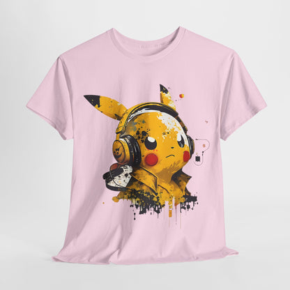 Party Time: Cute Character with Headphones T-Shirt, Electric Vibe Lightning Bolt and Headphones Tee, Amped Up Character