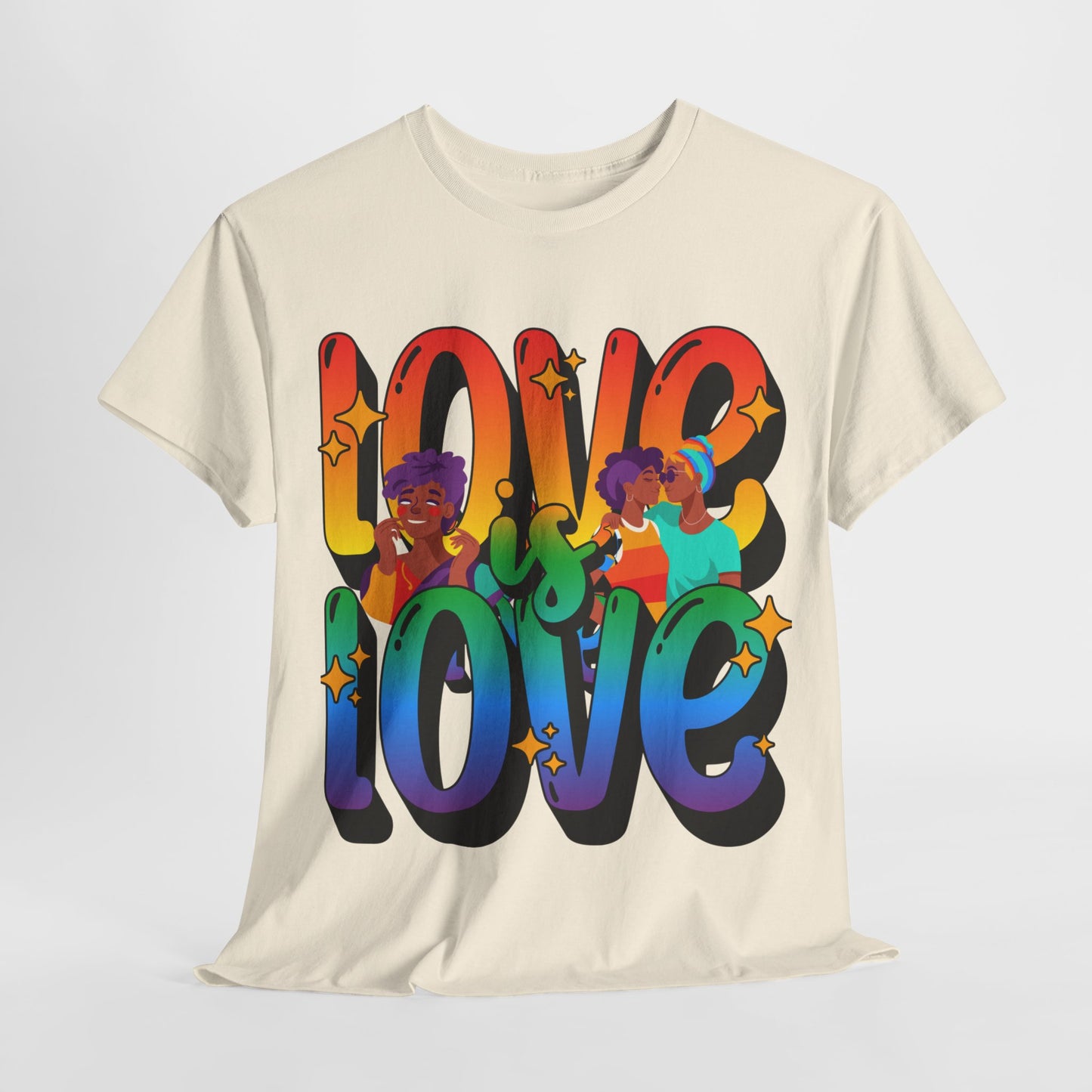 Double the Love: Rainbow Love T-Shirt, Spreading Love Rainbow Love Tee, Love is Love Rainbow Text Tee