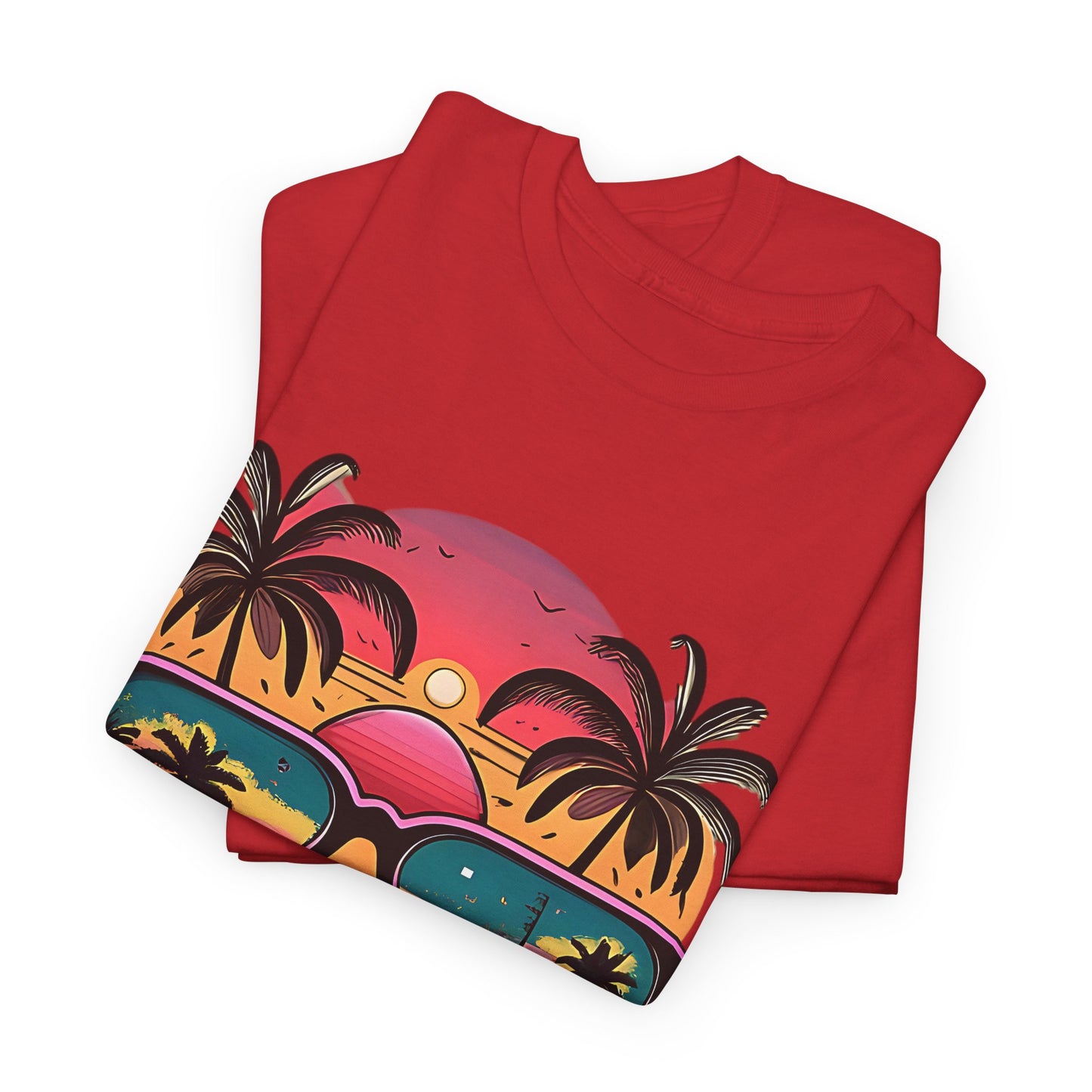 Sunglasses Reflection Beach Tee, Tropical Shades Paradise T-Shirt, Sunset Reflections Graphic Tee, Beach View Sunglasses Shirt.