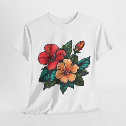 Tropical Paradise, Hibiscus Flower Tee, Blooming Beauty Watercolor Hibiscus T-Shirt, Island Vibes, Hibiscus Flower Graphic Tee