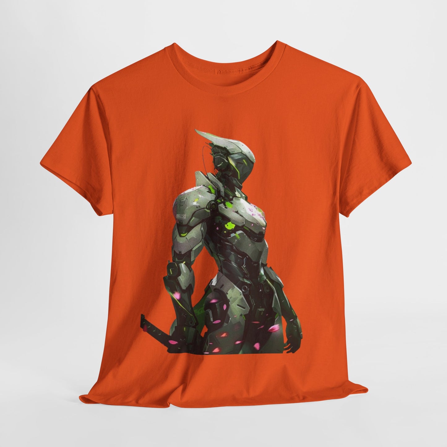 Futuristic Samurai Robot Tee, High-Tech Warrior Graphic T-Shirt, Cybernetic Samurai Hero Shirt, Sci-Fi Robot Samurai Tee.