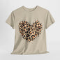 Leopard Love: Heart Print Unisex Cotton Tee"Wild Heart Leopard Print Graphic T-Shirt"Fierce Love Leopard Heart Design Tee.