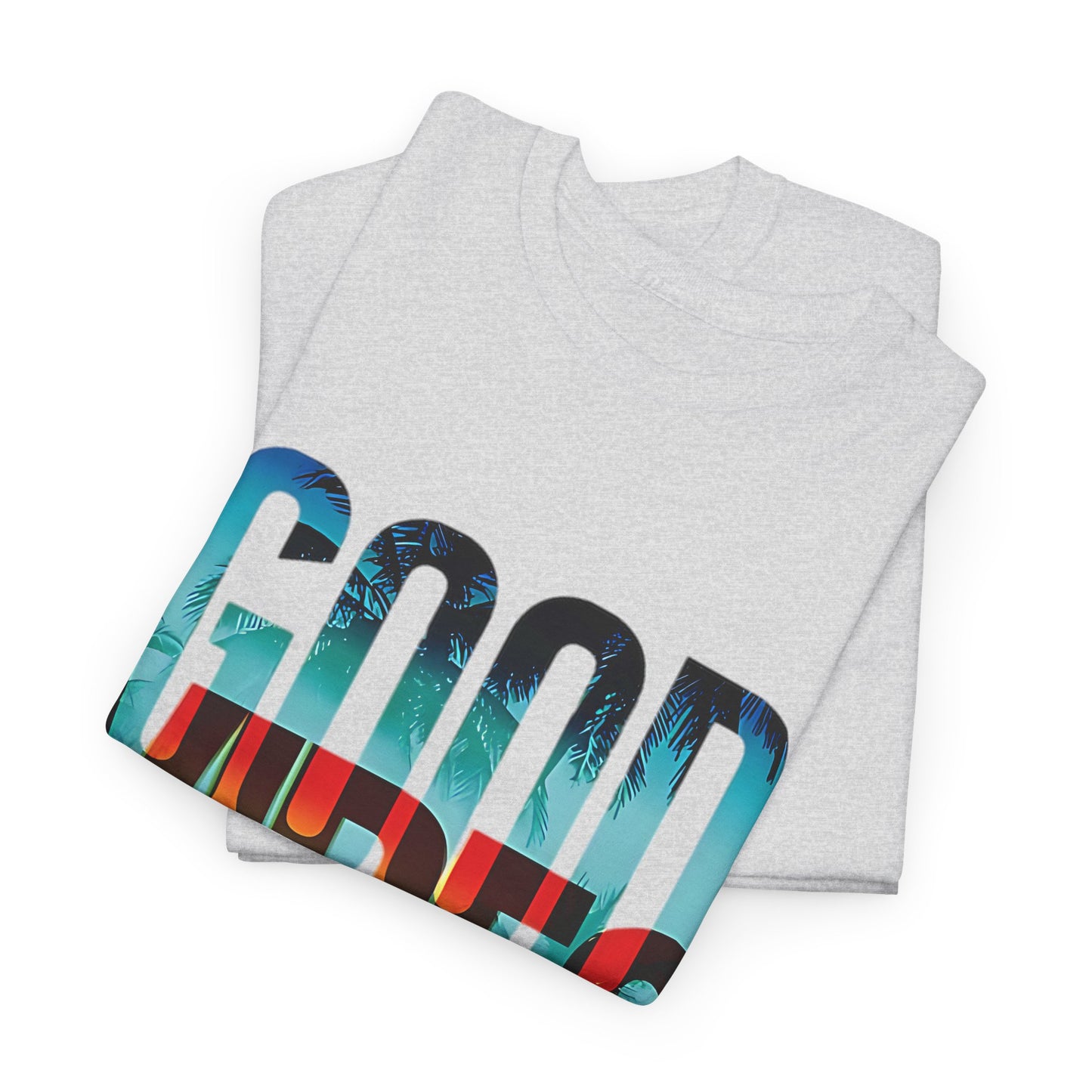 Retro Good Vibes T-Shirt -Tropical Sunset Graphic, Good Vibes Sunset Tee -Tropical Graphic T-Shirt, - Summer Beachwear.