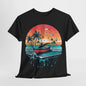 Island Vibes: Palm Tree and Boat Silhouette T-Shirt, Sailing Away Palm Trees and Boat T-Shirt, Life's a Beach Palm Tree Paradise T-Shirt