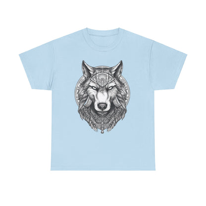 Galaxy Wolf: Howling at the Moon T-Shirt, Space Howler. Wolf in the Cosmos T-Shirt. Lone Wolf of the Stars Galactic Howl T-Shirt