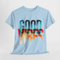 Retro Good Vibes T-Shirt -Tropical Sunset Graphic, Good Vibes Sunset Tee -Tropical Graphic T-Shirt, - Summer Beachwear.