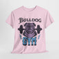 Bulldog Gym: Strong and Steady Fitness Tee, Pumped Bulldog, Gym Workout Graphic T-Shirt, Bulldog Strength.Fitness Motivation Tee